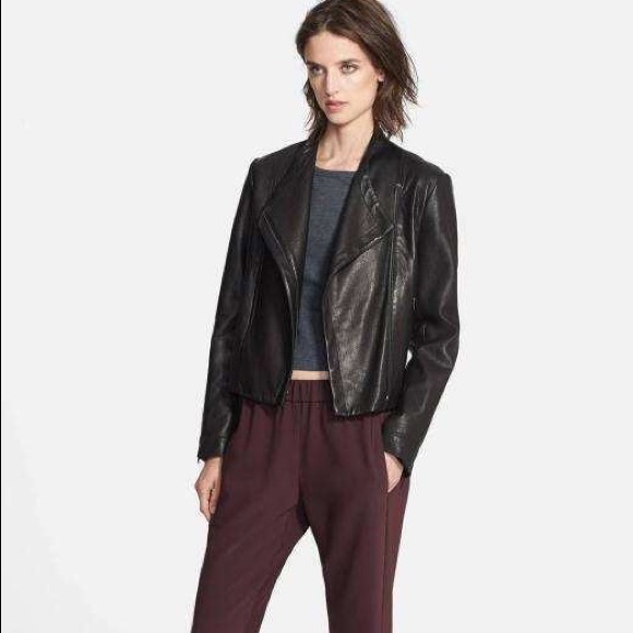 Theory Phelan Black Leather Jacket Coat - Picture 1 of 9